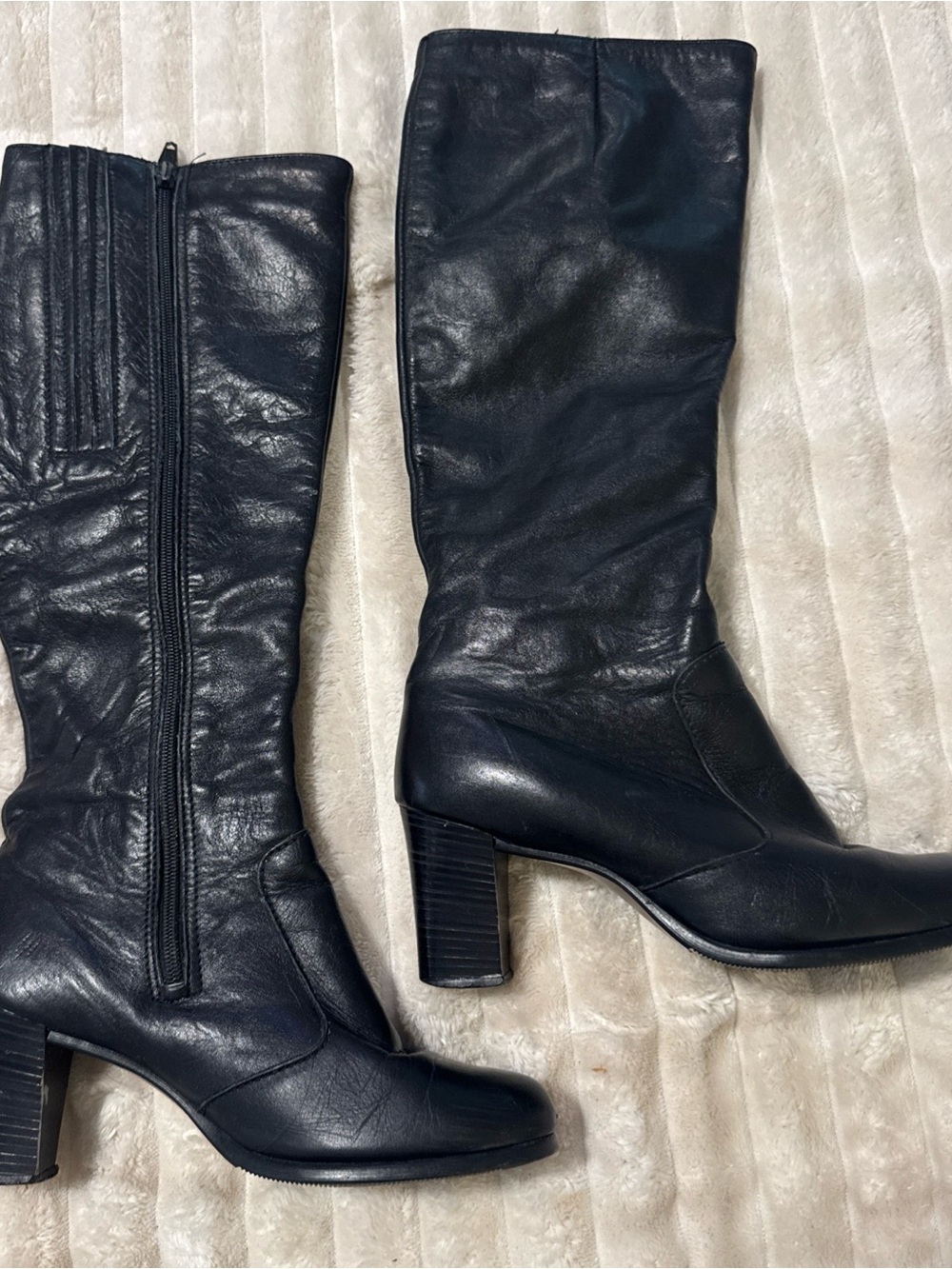 VTG 1970s Oldmaine Trotters Leather Boots Womens 5.5 M black Kneehigh Retro